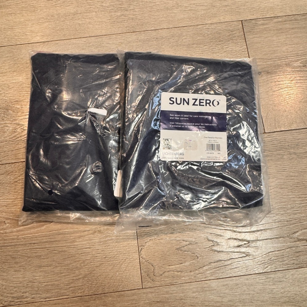 Lot of 2 Sun Zero Cyrus Blackout Curtain Panels 40 x 84 Navy Blue Back Tab